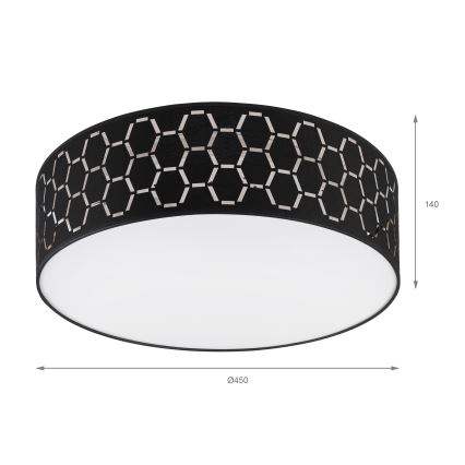 Taklampa ULLE 2xE27/15W/230V diam. 45 cm svart