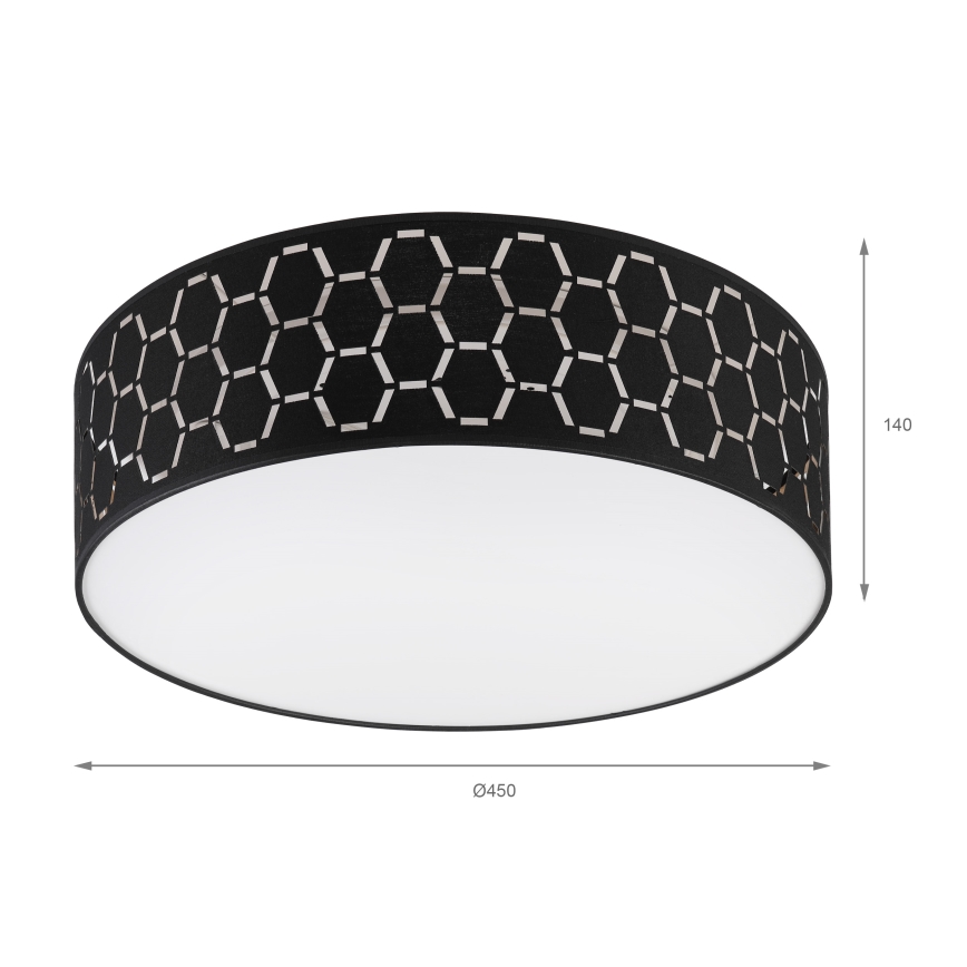 Taklampa ULLE 2xE27/15W/230V diam. 45 cm svart
