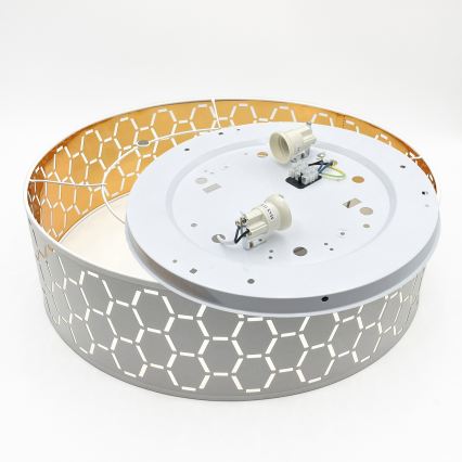 Taklampa ULLE 2xE27/15W/230V Ø 45 cm vit