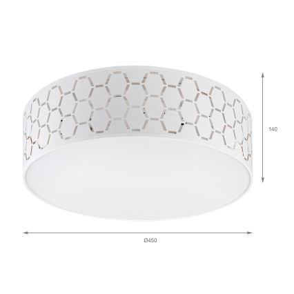 Taklampa ULLE 2xE27/15W/230V Ø 45 cm vit