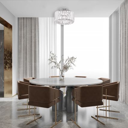 Taklampa VETRO 1x E27/15W/230V Ø 24,5 cm matt krom