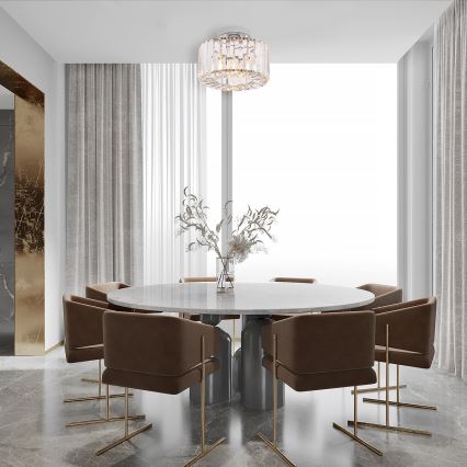 Taklampa VETRO 1x E27/15W/230V Ø 24,5 cm matt krom