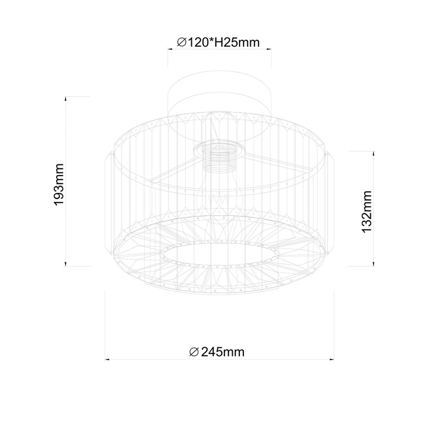 Taklampa VETRO 1x E27/15W/230V Ø 24,5 cm matt krom