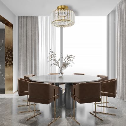 Taklampa VETRO 1xE27/15W/230V Ø 24,5 cm guldfärgad