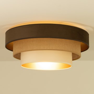 Taklampa WENTA 1xE27/60W/230V diam. 50 cm brun/jute/beige