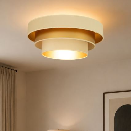 Taklampa WENTA 1xE27/60W/230V, Ø 50 cm, beige/guld