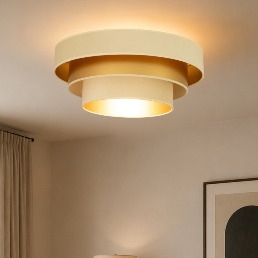 Taklampa WENTA 1xE27/60W/230V, Ø 50 cm, beige/guld