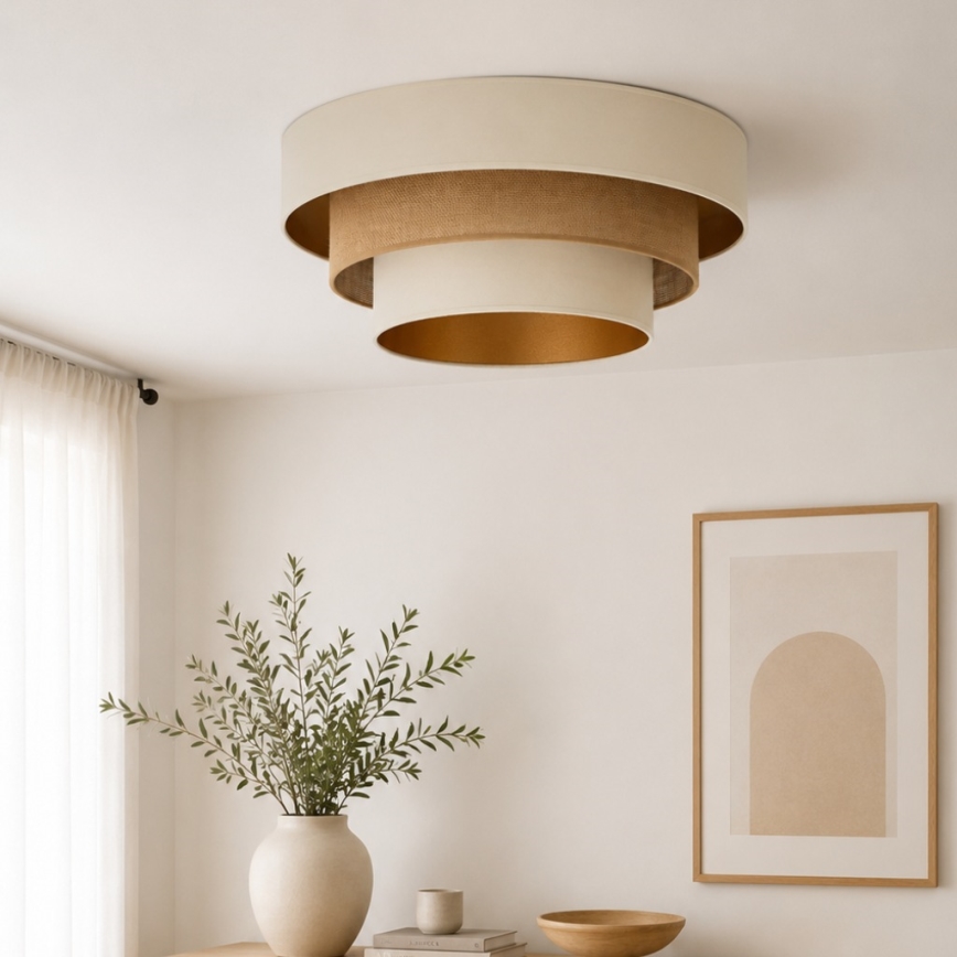 Taklampa WENTA 1xE27/60W/230V Ø 50 cm beige/jute
