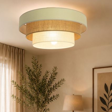 Taklampa WENTA 1xE27/60W/230V Ø 50 cm beige/jute