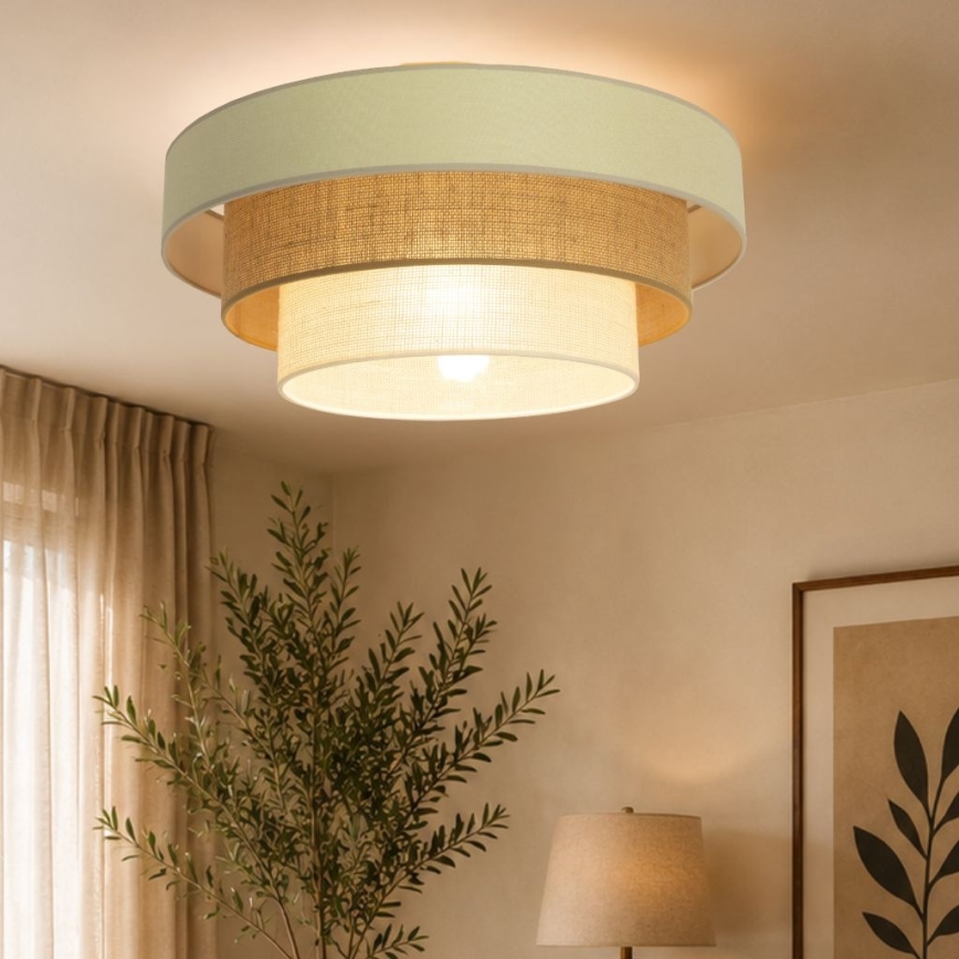 Taklampa WENTA 1xE27/60W/230V Ø 50 cm beige/jute