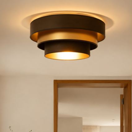 Taklampa WENTA 1xE27/60W/230V Ø 50 cm brun/guld