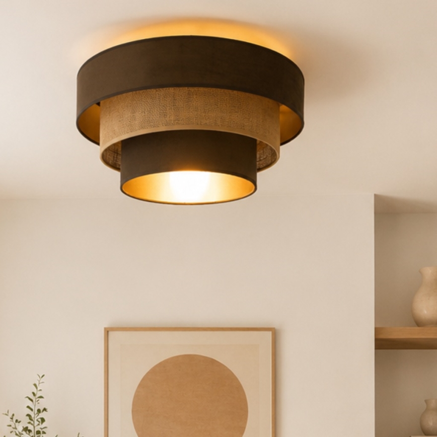 Taklampa WENTA 1xE27/60W/230V Ø 50 cm brun/jute