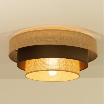 Taklampa WENTA 1xE27/60W/230V Ø 50 cm jute/brun