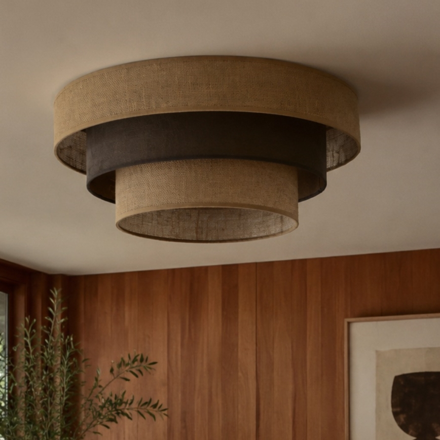 Taklampa WENTA 1xE27/60W/230V Ø 50 cm jute/brun