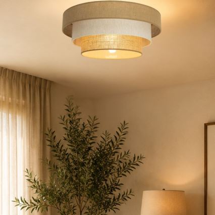 Taklampa WENTA 1xE27/60W/230V Ø 50 cm jute/krämvit