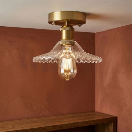 Takmonterad ljuskrona TRISH 1xE27/15W/230V guld/klarglas