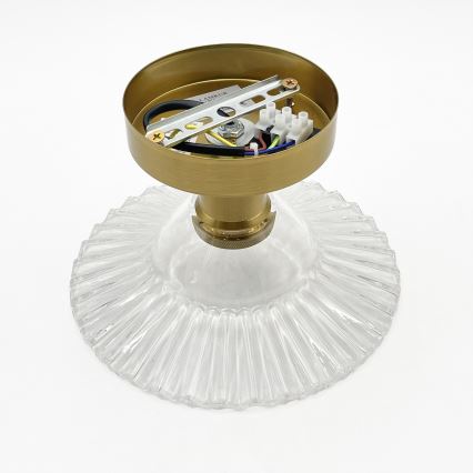 Takmonterad ljuskrona TRISH 1xE27/15W/230V guld/klarglas