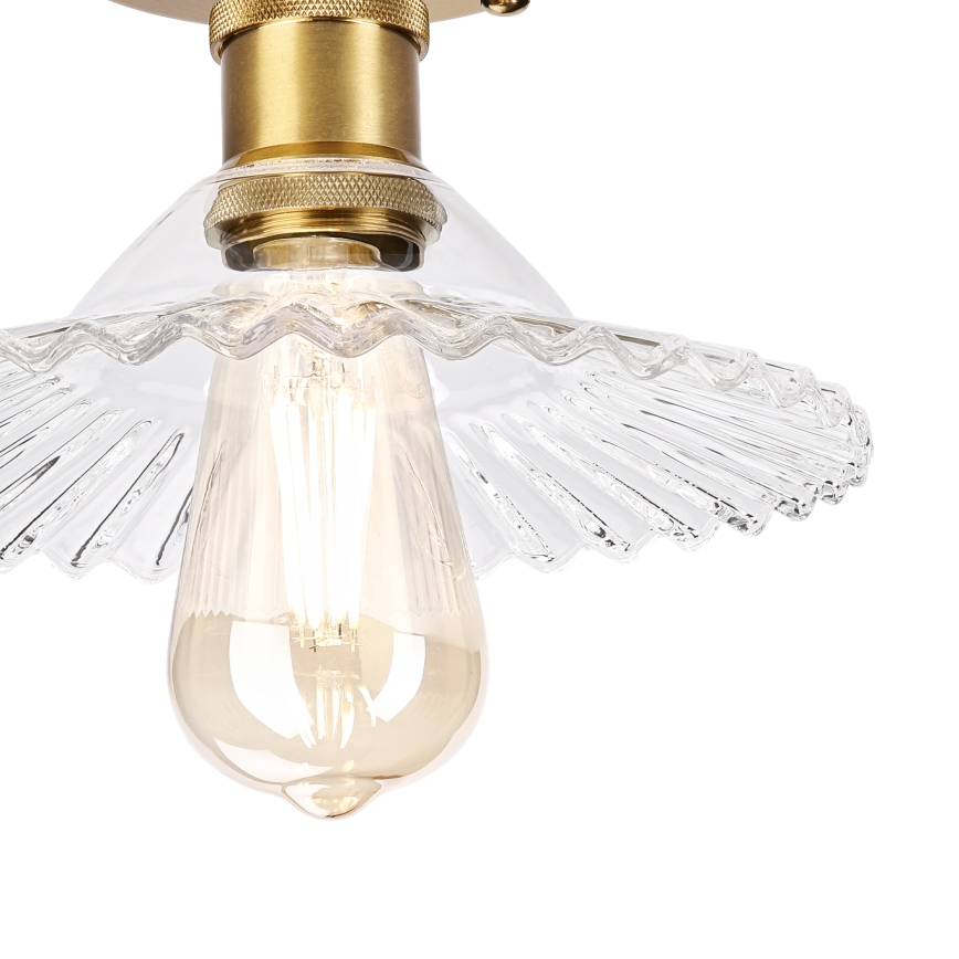 Takmonterad ljuskrona TRISH 1xE27/15W/230V guld/klarglas