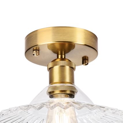Takmonterad ljuskrona TRISH 1xE27/15W/230V guld/klarglas