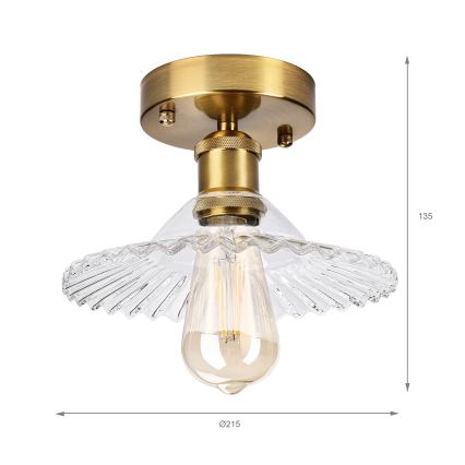 Takmonterad ljuskrona TRISH 1xE27/15W/230V guld/klarglas