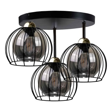 Takmonterad taklampa SOLO BLACK 3xE27/60W/230V Ø 30 cm svart/guld