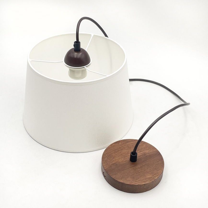Takpendel AIDA 1xE27/60W/230V Ø 25 cm ek/valnöt/vit