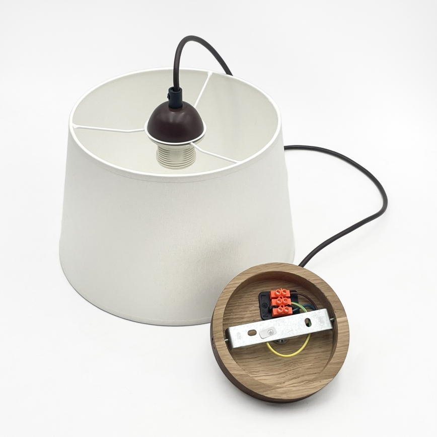 Takpendel AIDA 1xE27/60W/230V Ø 25 cm ek/valnöt/vit