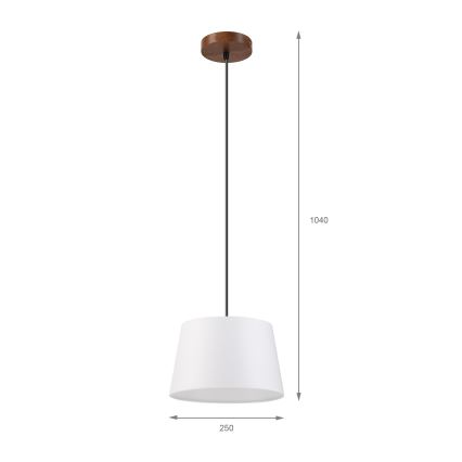 Takpendel AIDA 1xE27/60W/230V Ø 25 cm ek/valnöt/vit