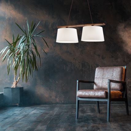 Takpendel AIDA på vajer, 2×E27/60W/230V, Ø 35 cm, ek/valnöt