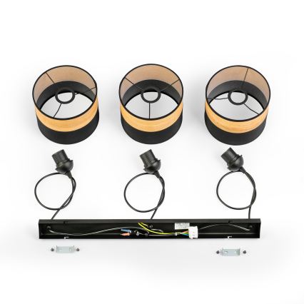 Takpendel ALBA 3xE27/15W/230V svart/brun