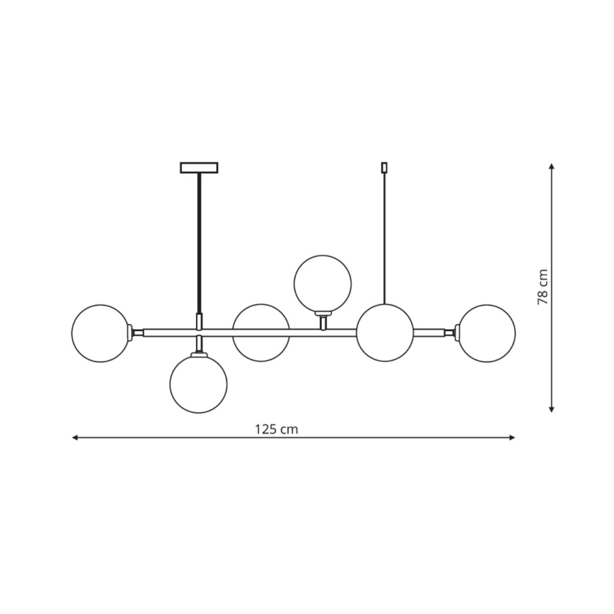 Takpendel ALISA 6xE14/40W/230V svart
