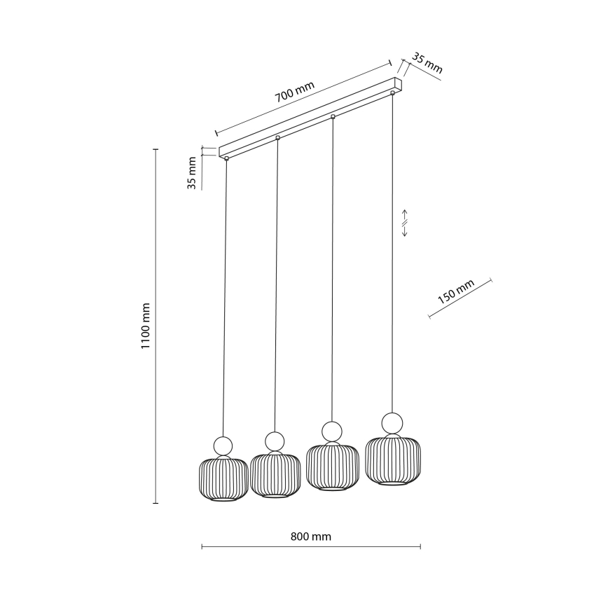 Takpendel BALLO med sladd 4xE14/10W/230V beige