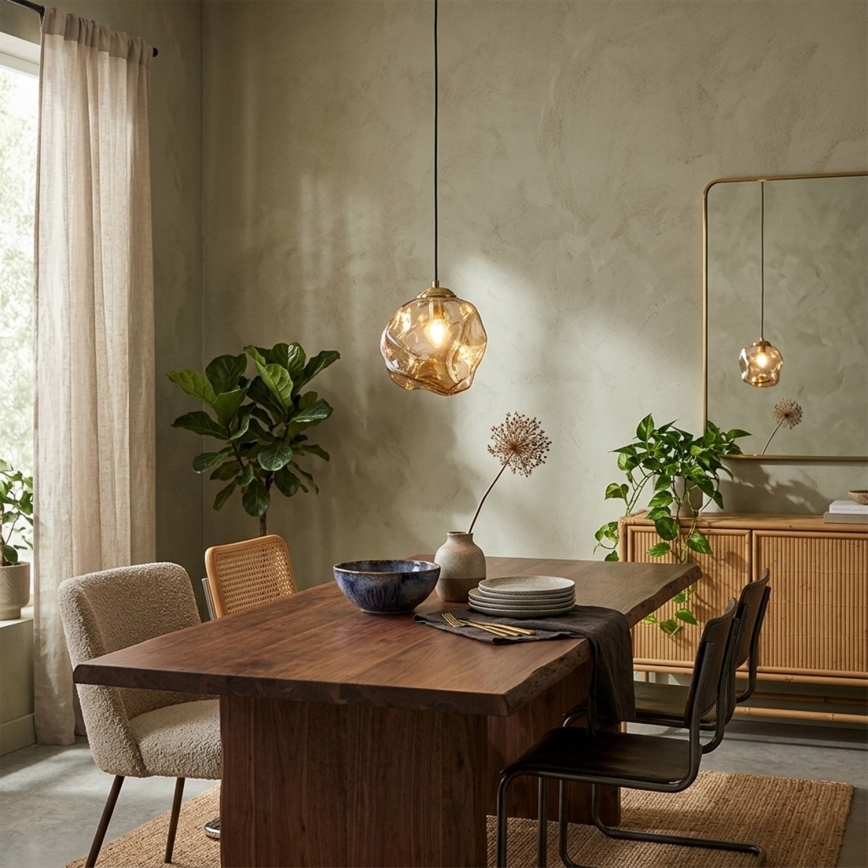 Takpendel CRISTAL 1xE14/15W/230V mässing/rökig beige