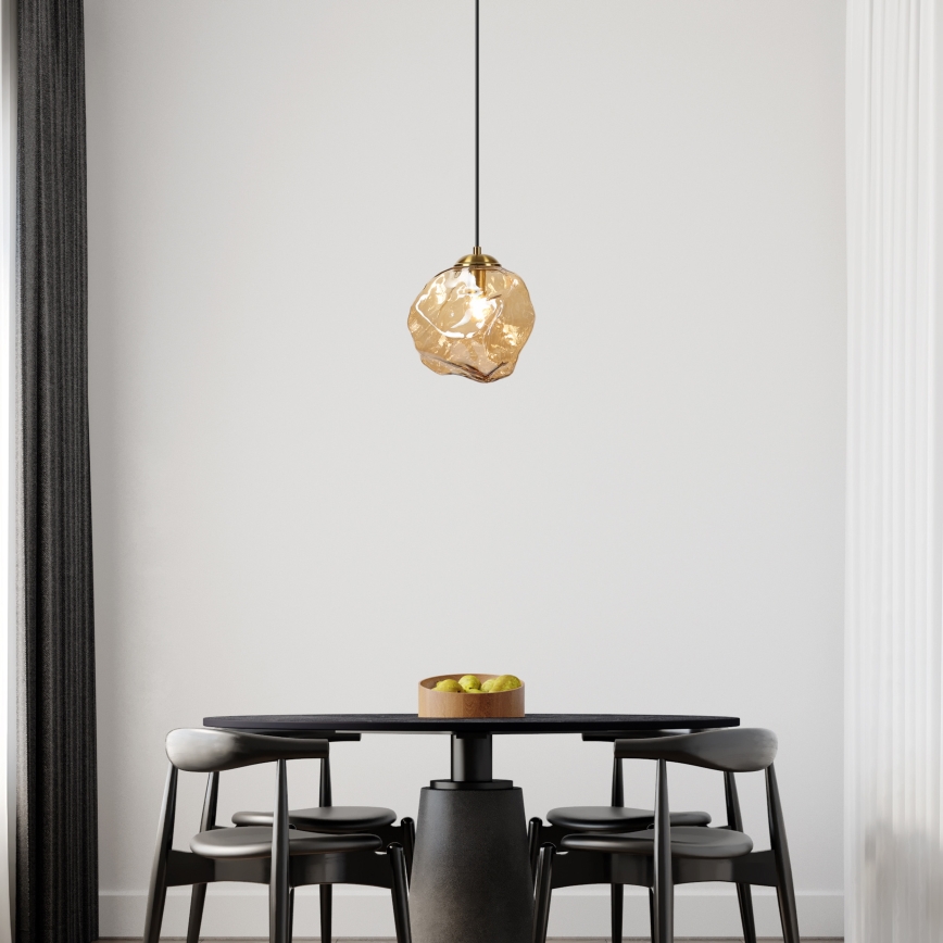 Takpendel CRISTAL 1xE14/15W/230V mässing/rökig beige