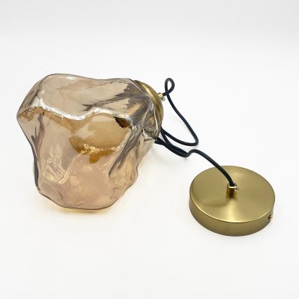 Takpendel CRISTAL 1xE14/15W/230V mässing/rökig beige