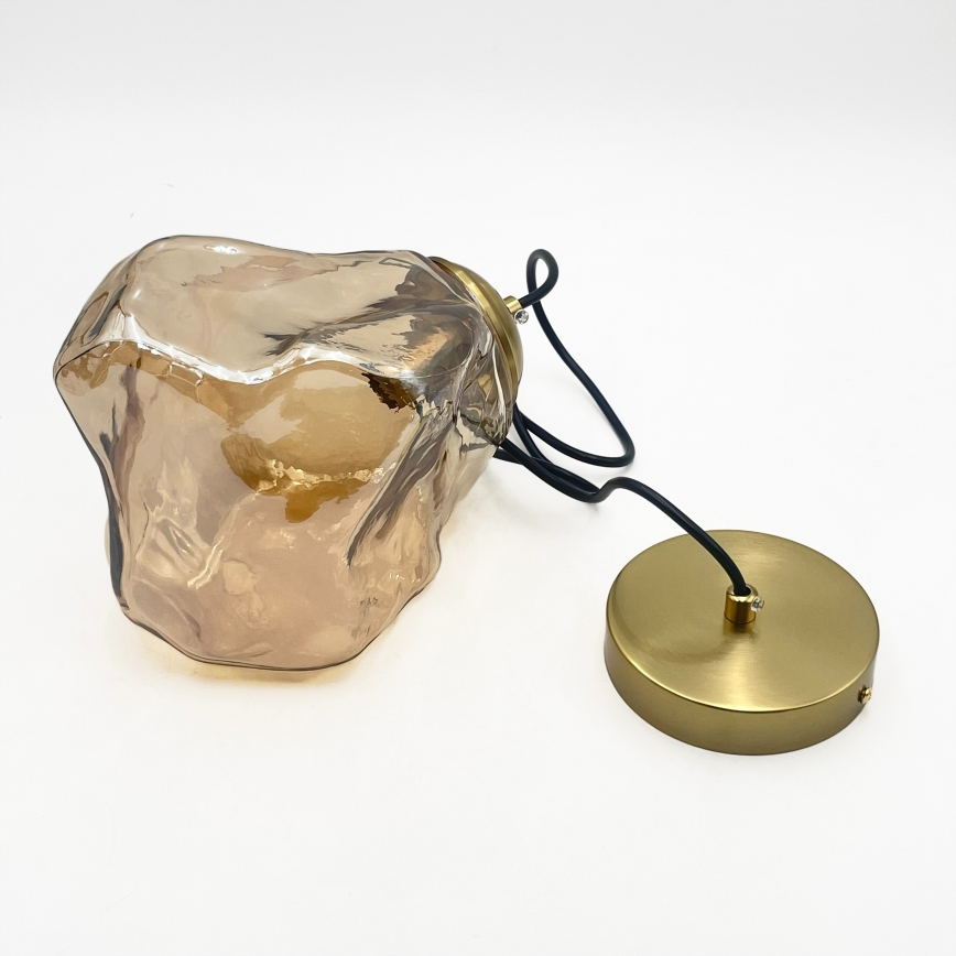 Takpendel CRISTAL 1xE14/15W/230V mässing/rökig beige