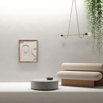 Takpendel HELIX 2xE27/15W/230V svart/beige