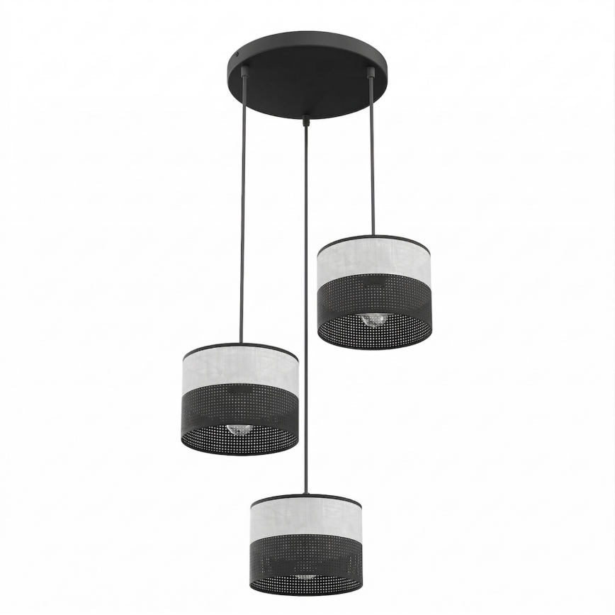 Takpendel KARBON 3xE27/15W/230V svart/grå