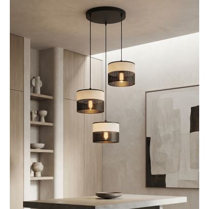 Takpendel KARBON 3xE27/15W/230V svart/grå