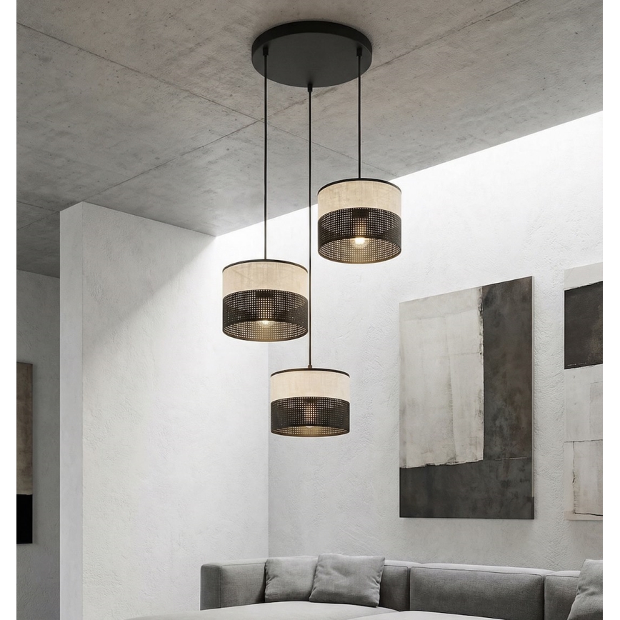 Takpendel KARBON 3xE27/15W/230V svart/grå