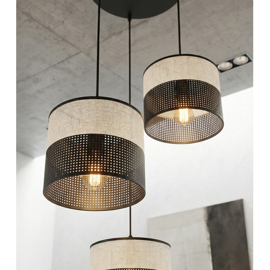 Takpendel KARBON 3xE27/15W/230V svart/grå