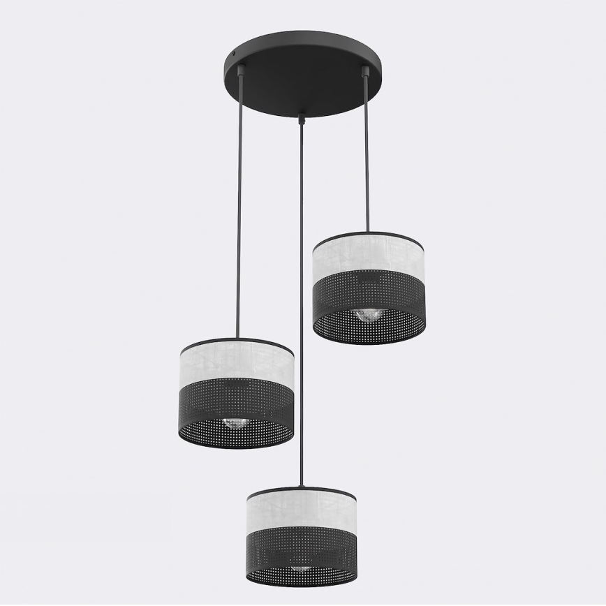 Takpendel KARBON 3xE27/15W/230V svart/grå