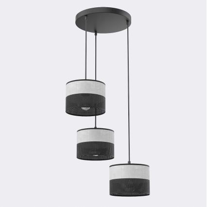 Takpendel KARBON 3xE27/15W/230V svart/grå