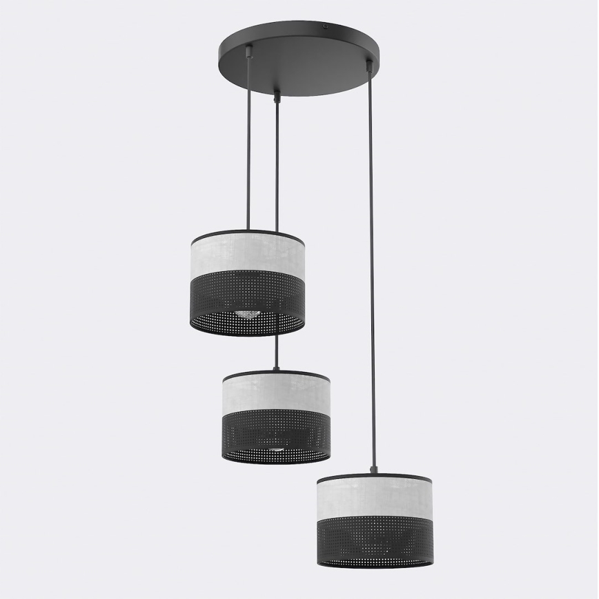 Takpendel KARBON 3xE27/15W/230V svart/grå