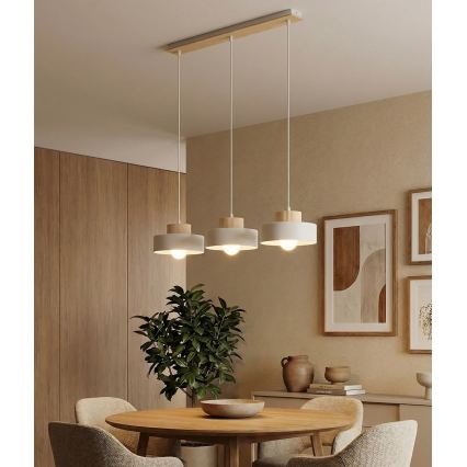 Takpendel KIVI 3xE27/15W/230V vit