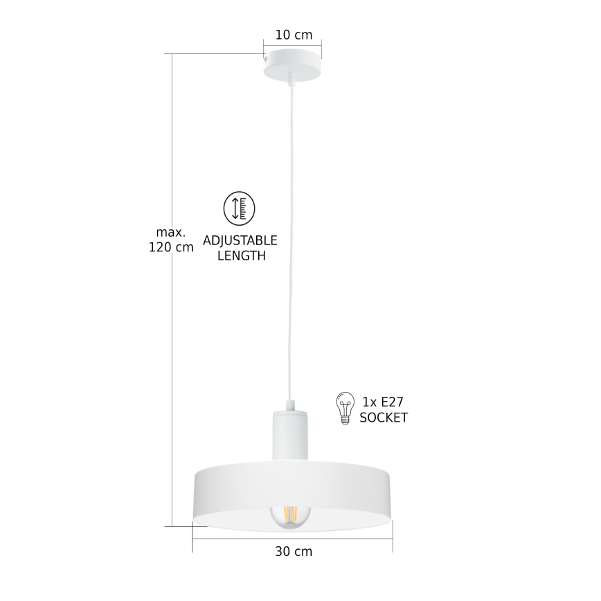 Takpendel med kabel ARCANE 1xE27/60W/230V vit
