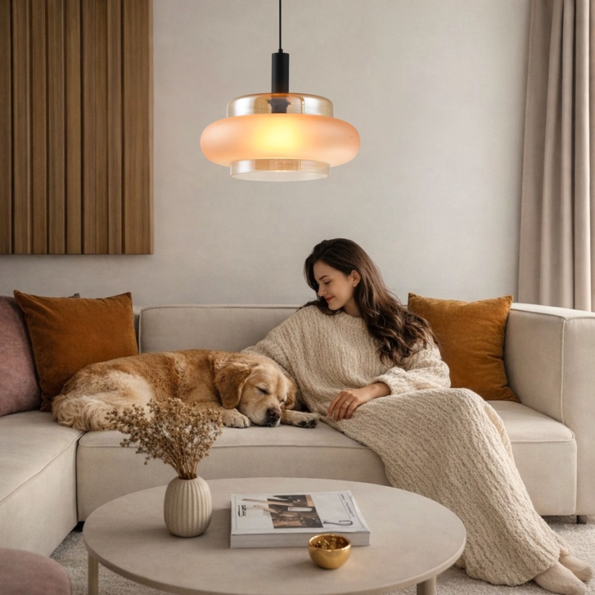 Takpendel med kabel BRIZI 1xE27/40W/230V beige/rökfärgad