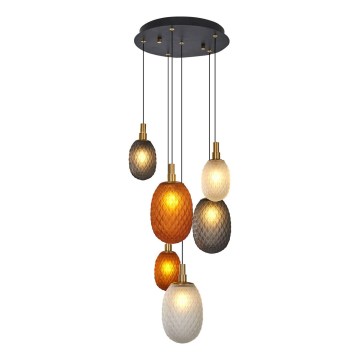 Takpendel med kabel CACTUS 6xG9/5W/230V koppar/grå/vit