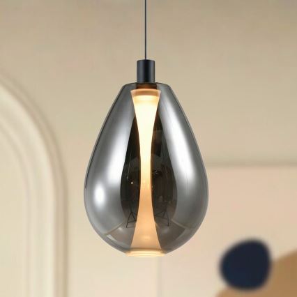 Takpendel med kabel DENSO 1xGU10/10W/230V Ø 30 cm, svart krom