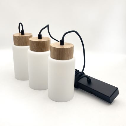 Takpendel med kabel MARKUS 3xE27/15W/230V svart/ek